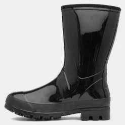 Rainstorm Womens Black Patent Warm Lined Welly