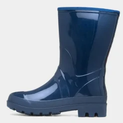 Rainstorm Womens Navy Patent Warm Lined Welly