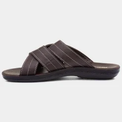 Red Fish Edgar Mens Dark Brown Mule Sandal