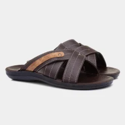 Red Fish Edgar Mens Dark Brown Mule Sandal
