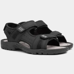 Red Fish Edward Mens Black Easy Fasten Sandals
