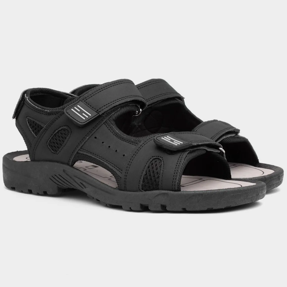 Red Fish Edward Mens Black Easy Fasten Sandals