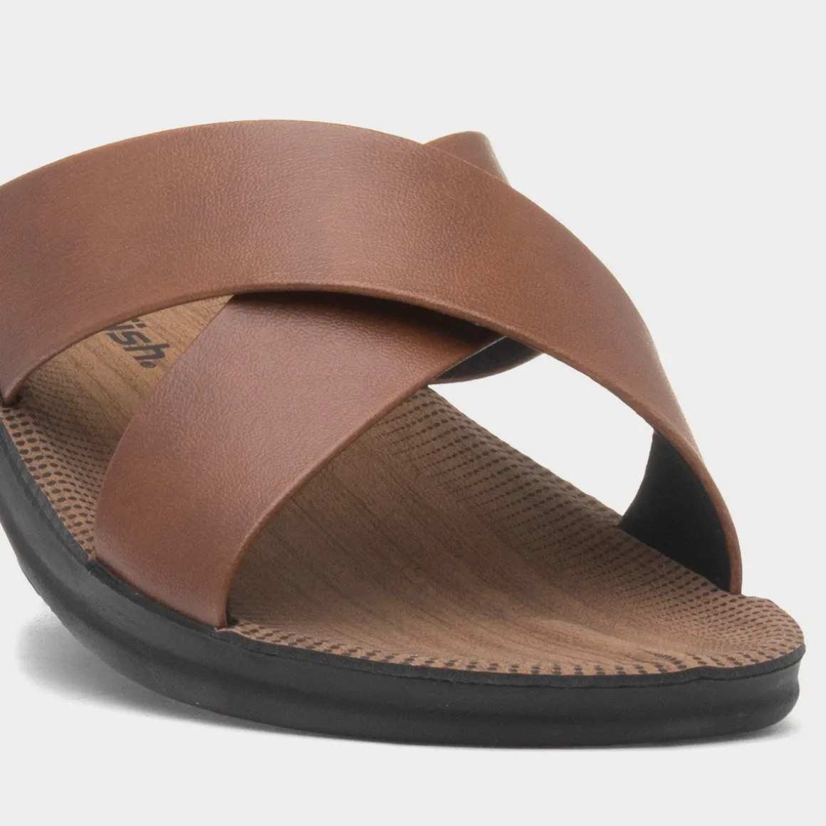 Red Fish Ethan Mens Tan Cross Over Mule Sandal