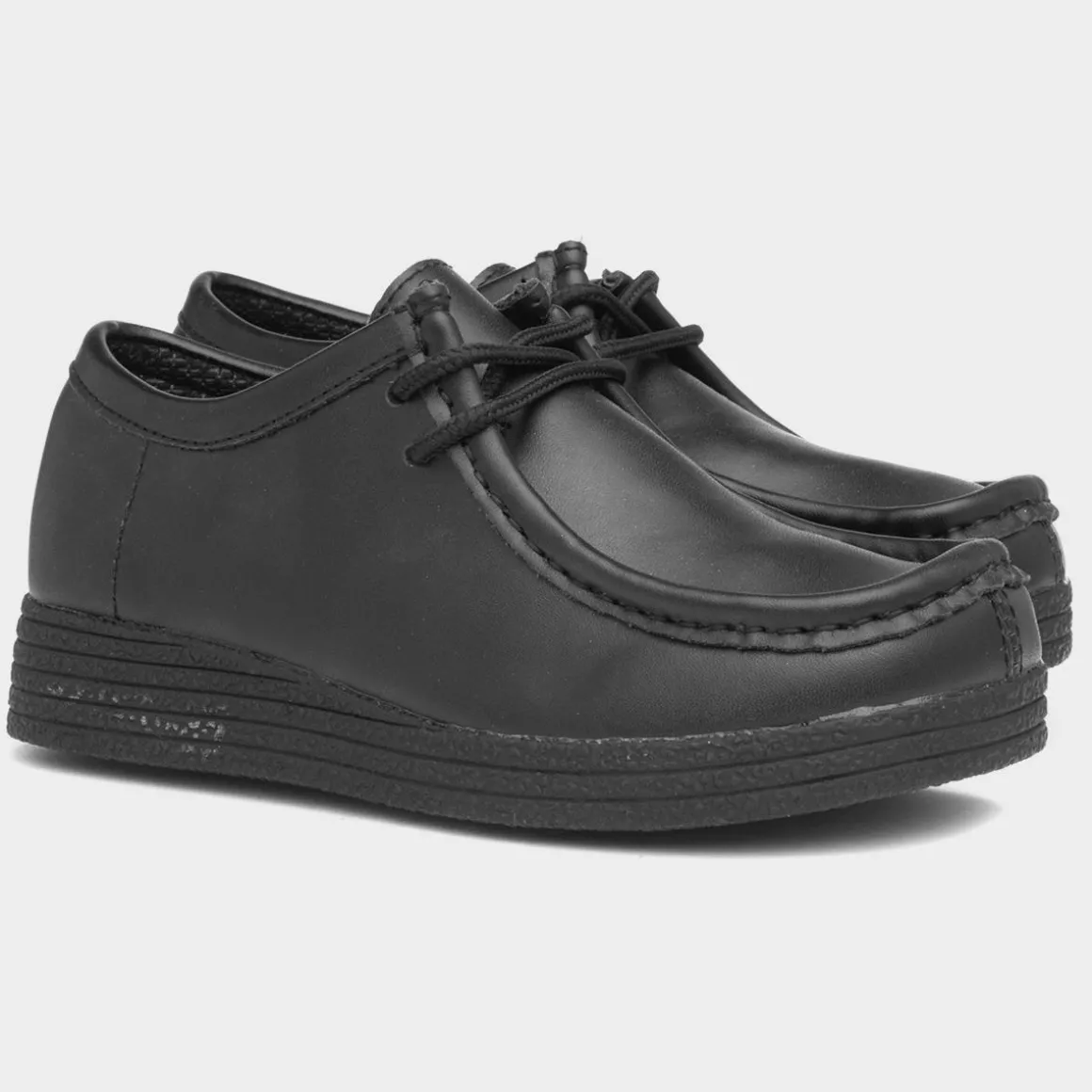 Red Fish Iggy Kids Black Coated Leather Shoe