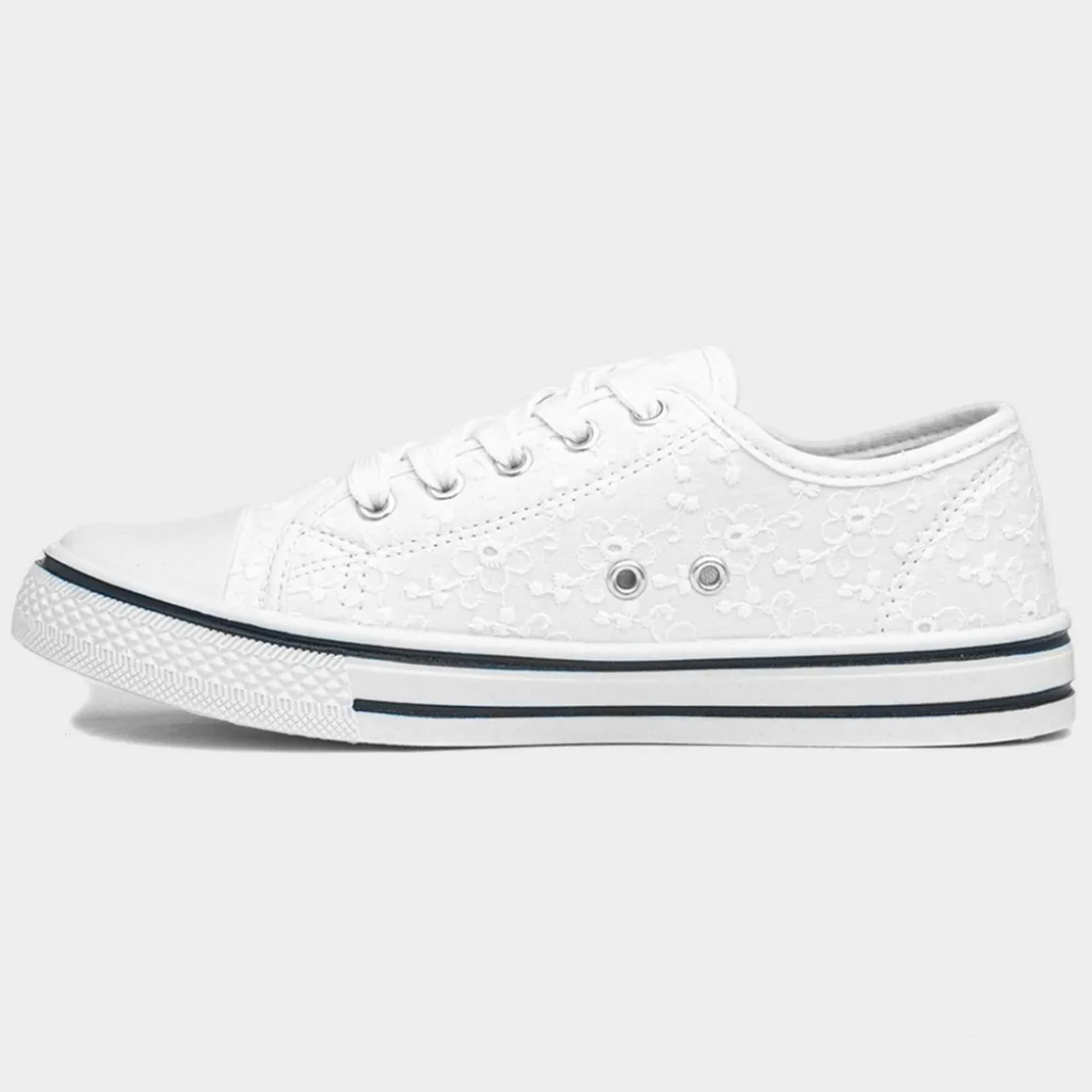 Red Fish Meru Womens White Floral Canvas Shoe