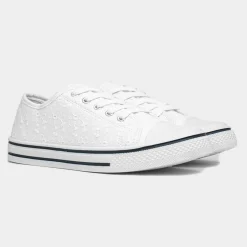 Red Fish Meru Womens White Floral Canvas Shoe