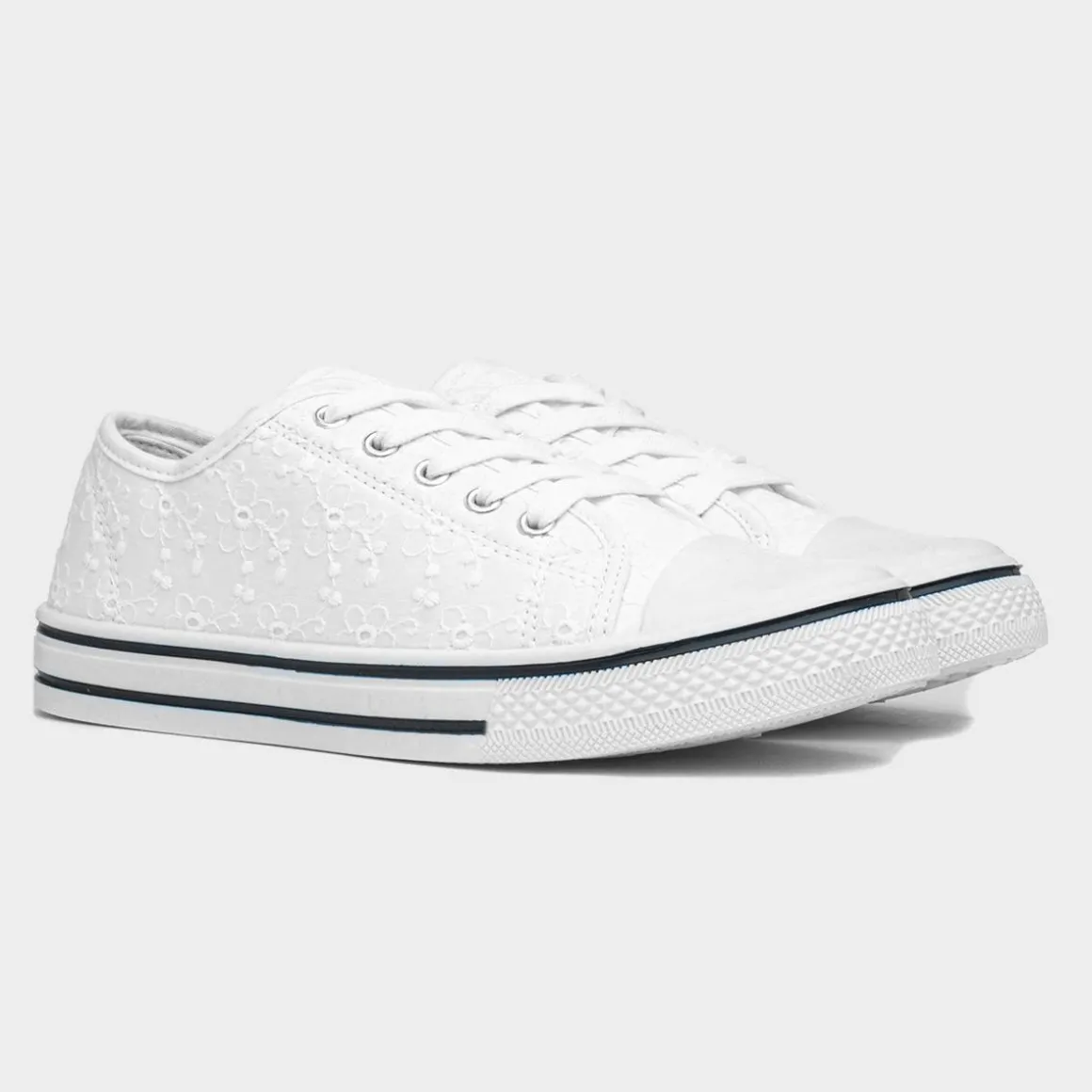Red Fish Meru Womens White Floral Canvas Shoe
