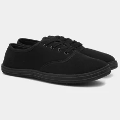 Red Fish Tai Womens Black Lace Up Canvas Shoe