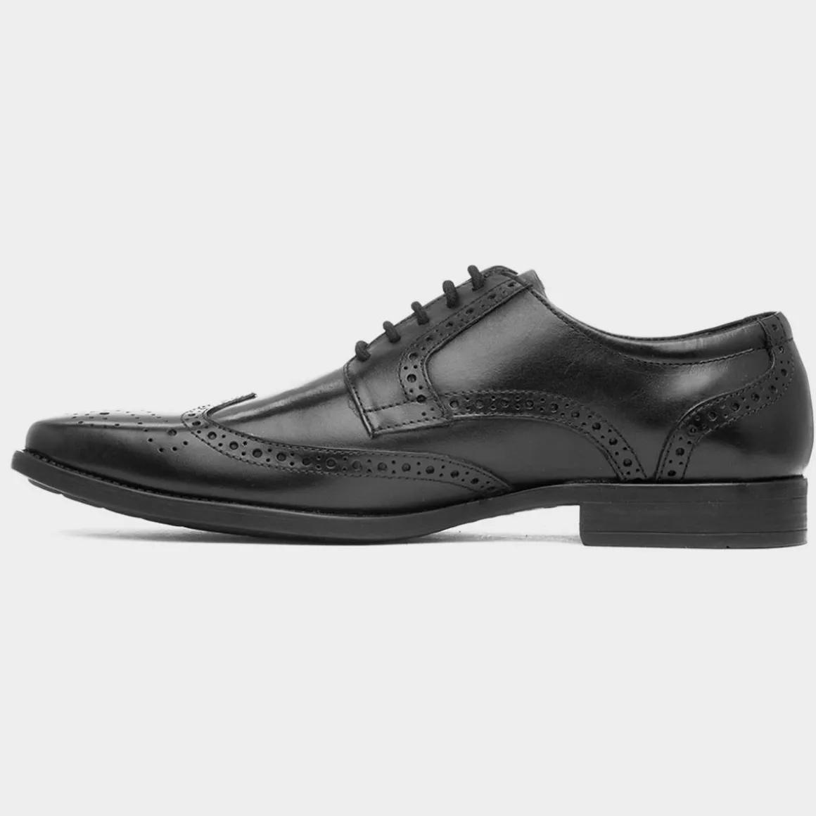 Red Level Adige Mens Black Leather Brogue Shoe