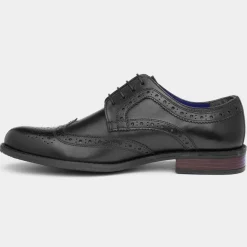 Red Level Chiesa Mens Black Leather Brogue Shoe