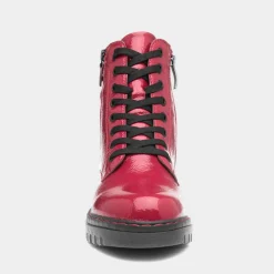 Relife Bev Womens Red Shiny Lace Up Boot