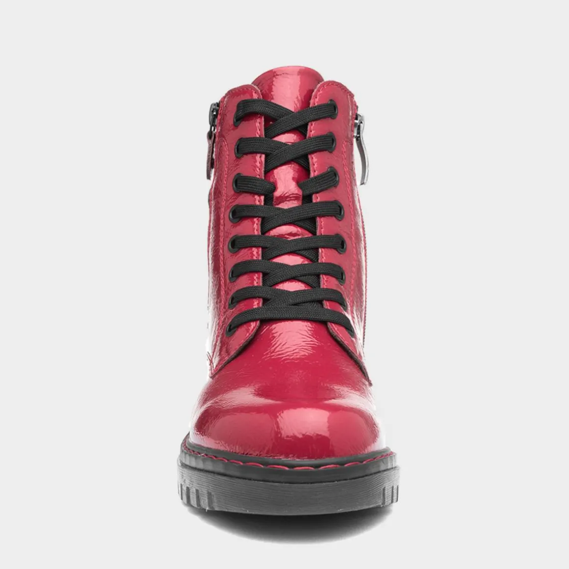 Relife Bev Womens Red Shiny Lace Up Boot