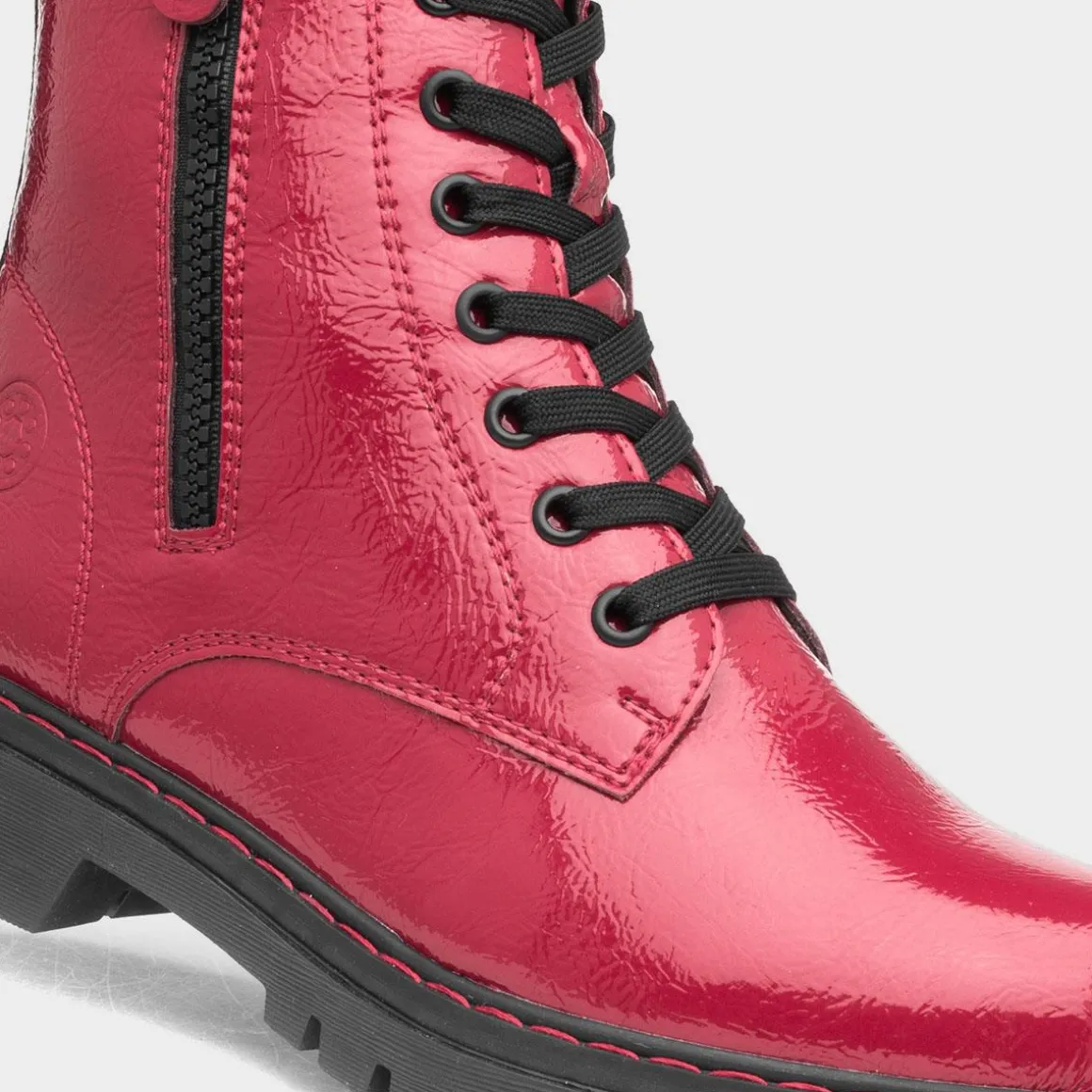 Relife Bev Womens Red Shiny Lace Up Boot