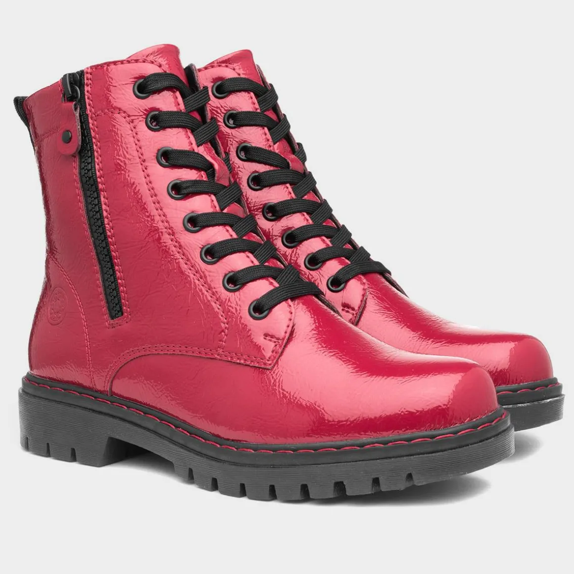 Relife Bev Womens Red Shiny Lace Up Boot