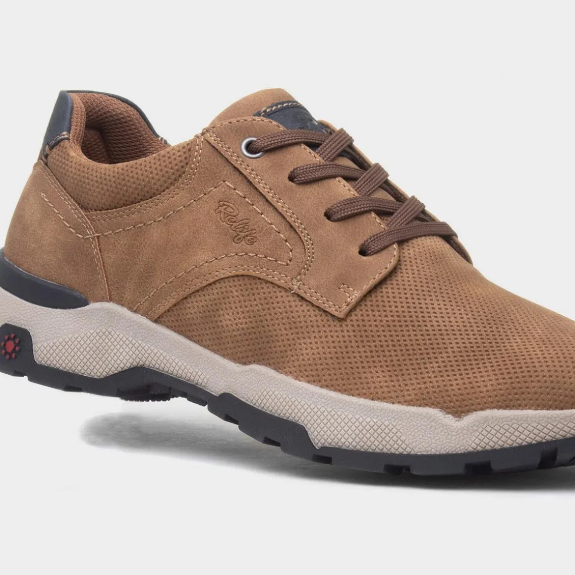 Relife Carl Mens Tan Casual Lace Up Wide Fit Shoe