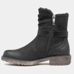 Relife Clare Womens Black Faux Fur Lined Boot