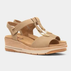 Relife Mandalay Womens Beige Wedge Sandal