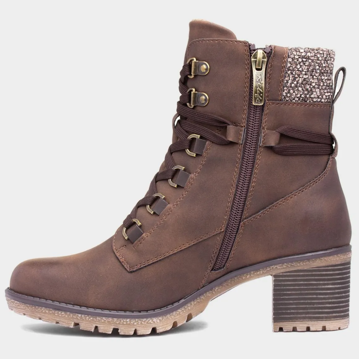 Relife Stacey Womens Brown Heeled Boots
