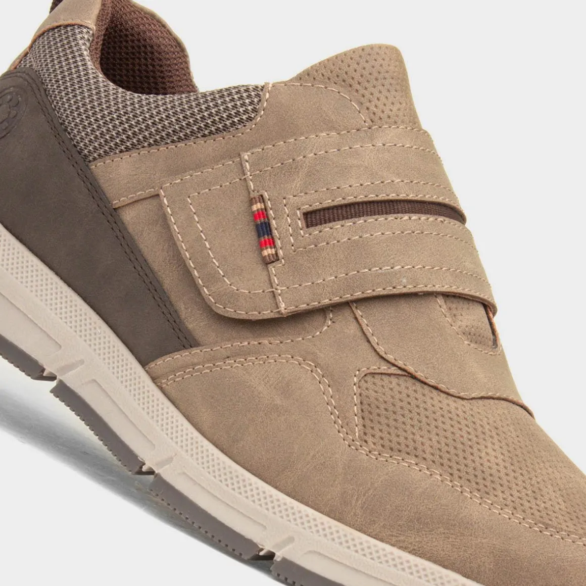 Relife Stephen Mens Taupe Easy Fasten Shoe