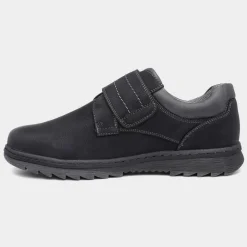 Relife Steve Mens Black Easy Fasten Shoe