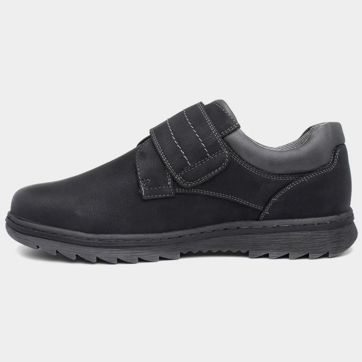 Relife Steve Mens Black Easy Fasten Shoe