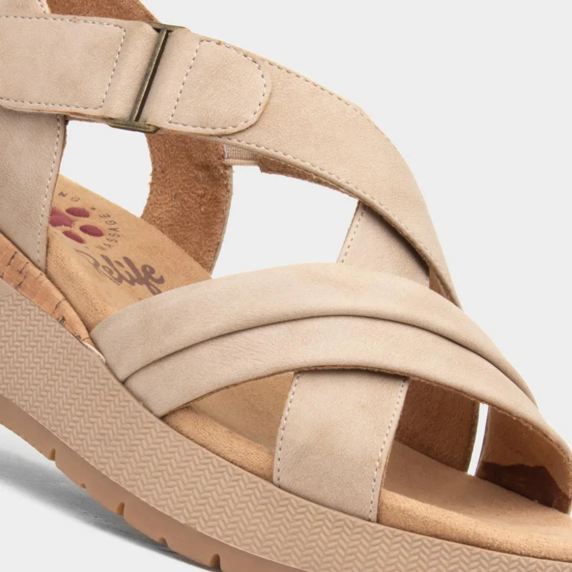Relife Sukie Womens Beige Wedge Strappy Sandal