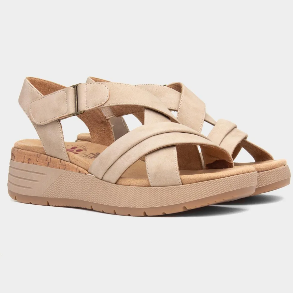 Relife Sukie Womens Beige Wedge Strappy Sandal