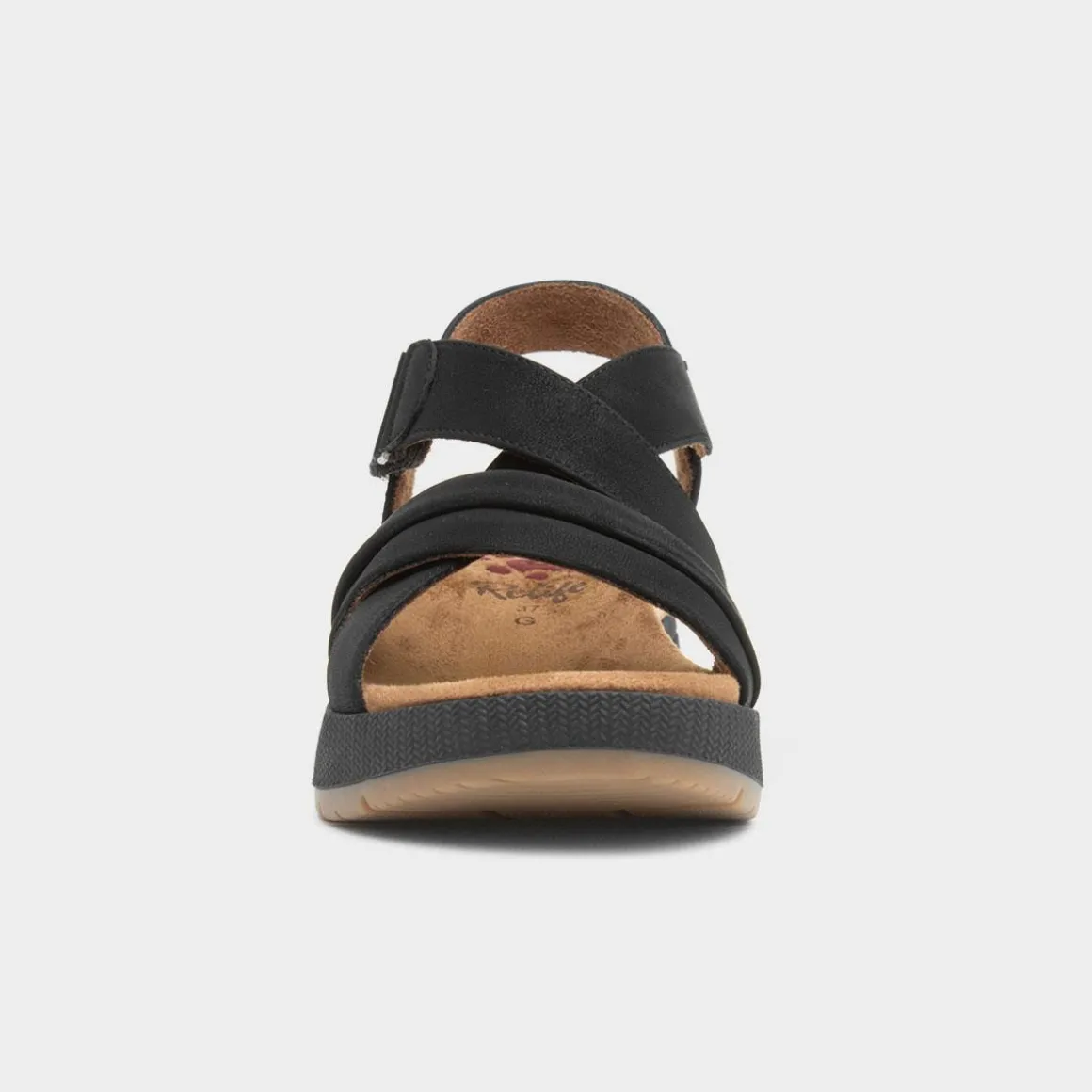 Relife Sukie Womens Black Strappy Wedge Sandal