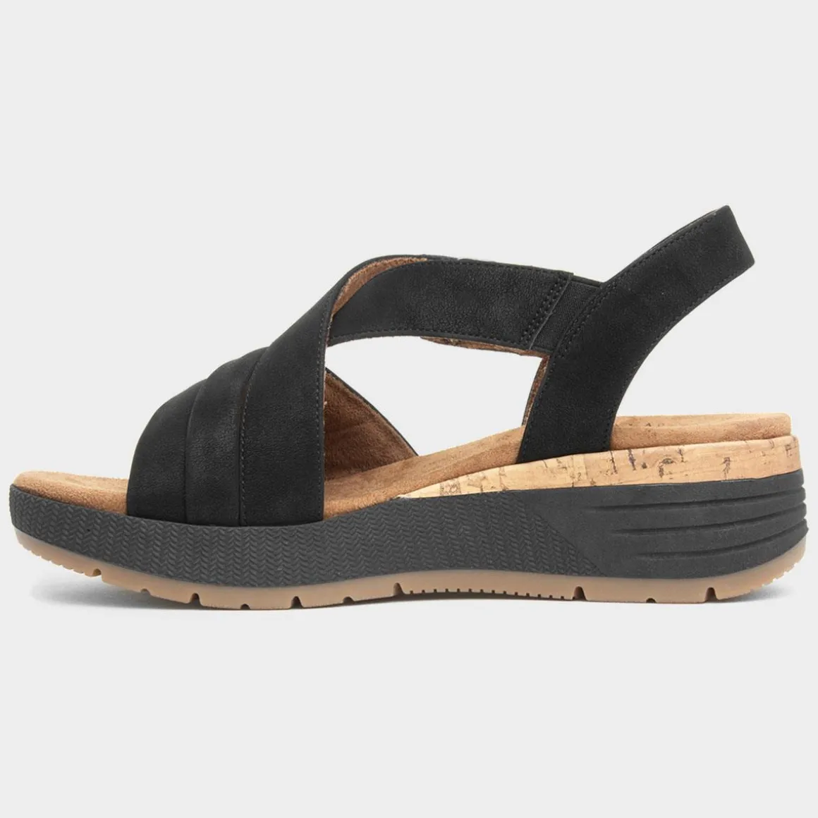 Relife Sukie Womens Black Strappy Wedge Sandal
