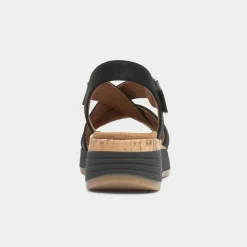Relife Sukie Womens Black Strappy Wedge Sandal