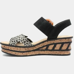 Rieker Antistress Womens Black Wedge Sandal