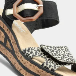 Rieker Antistress Womens Black Wedge Sandal