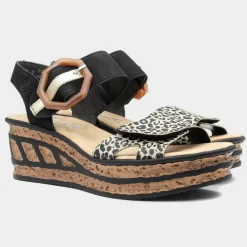 Rieker Antistress Womens Black Wedge Sandal