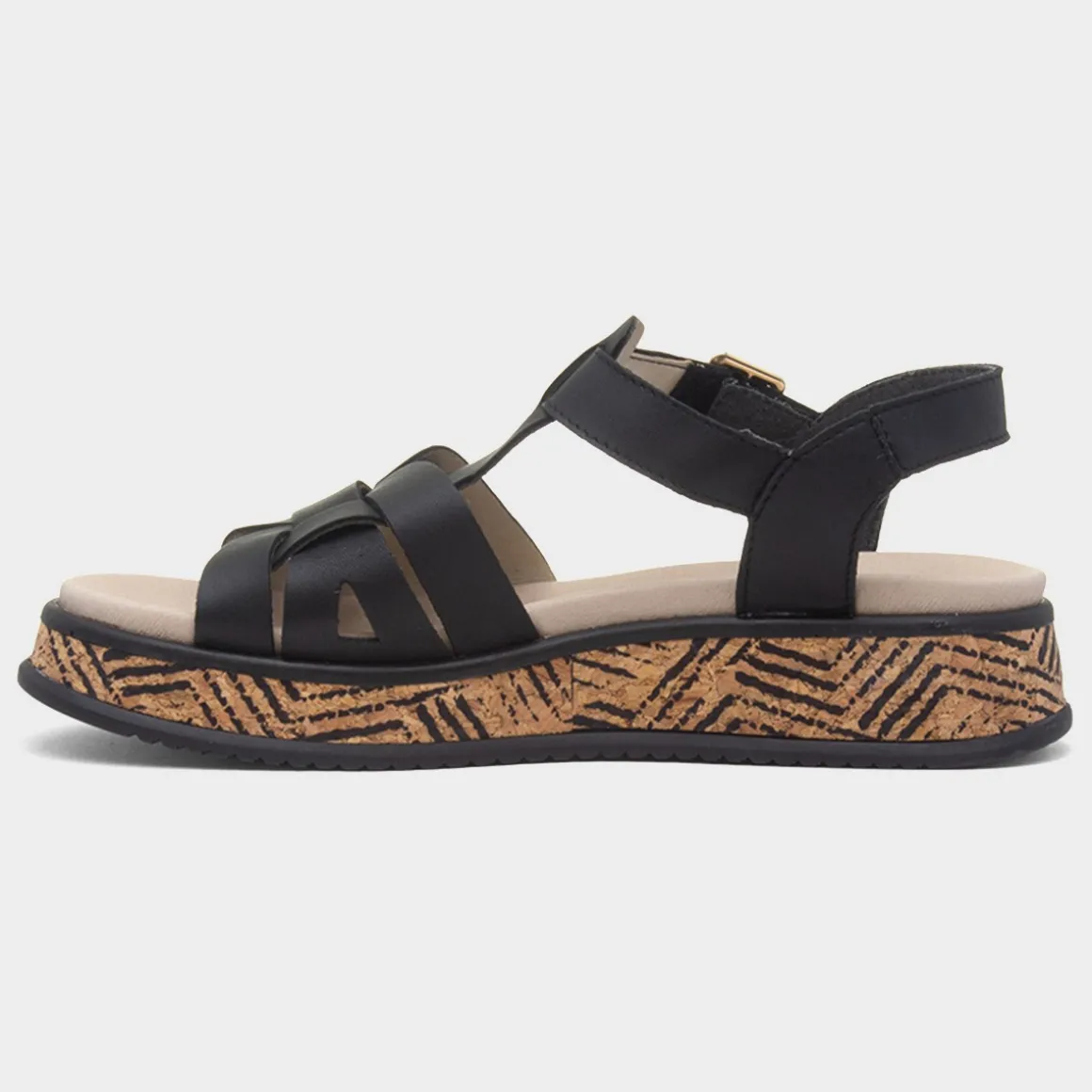 Rieker Antistress Womens Black Leather Sandal