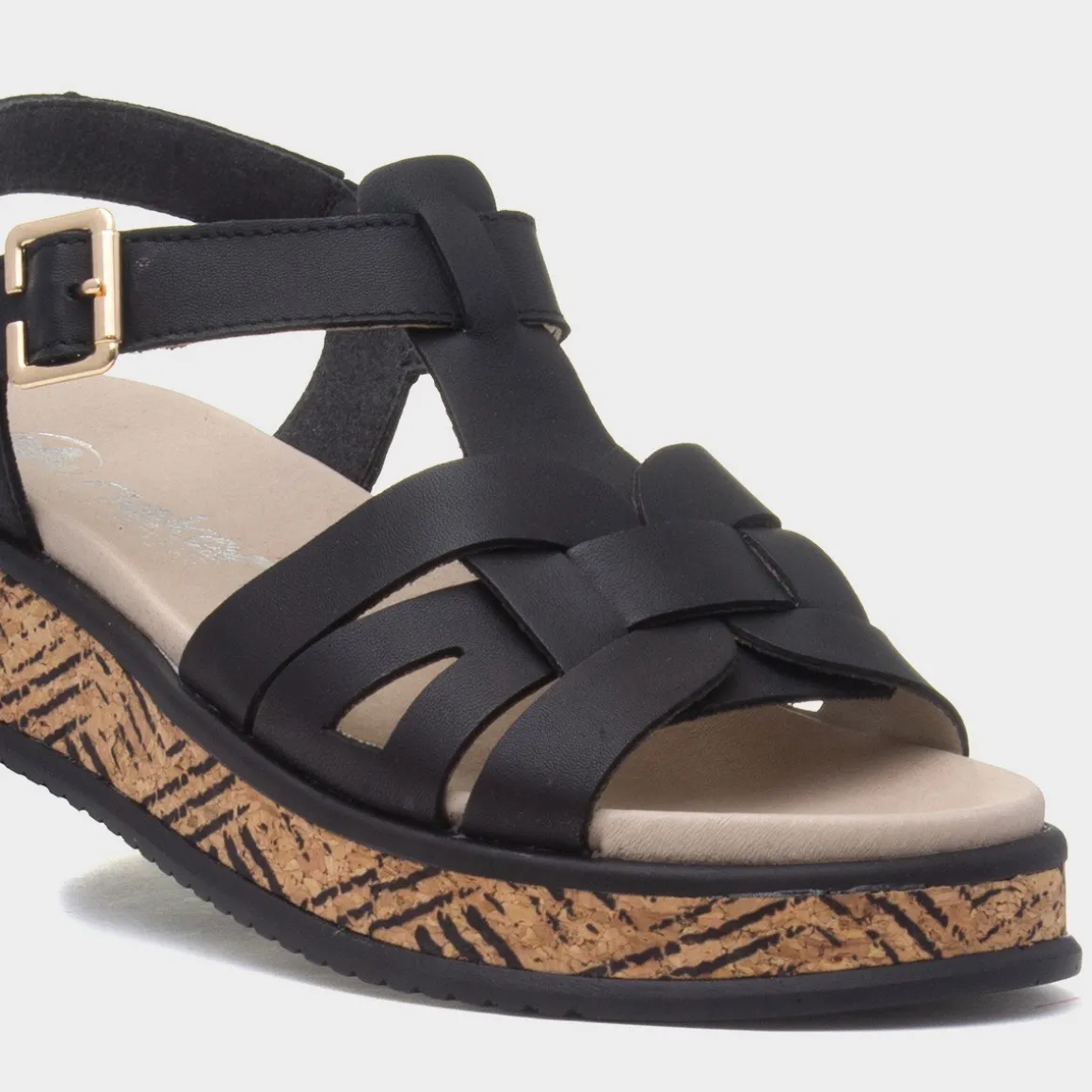 Rieker Antistress Womens Black Leather Sandal