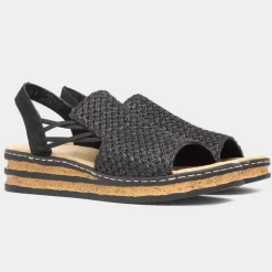 Rieker Antistress Womens Black Open Toe Sandal