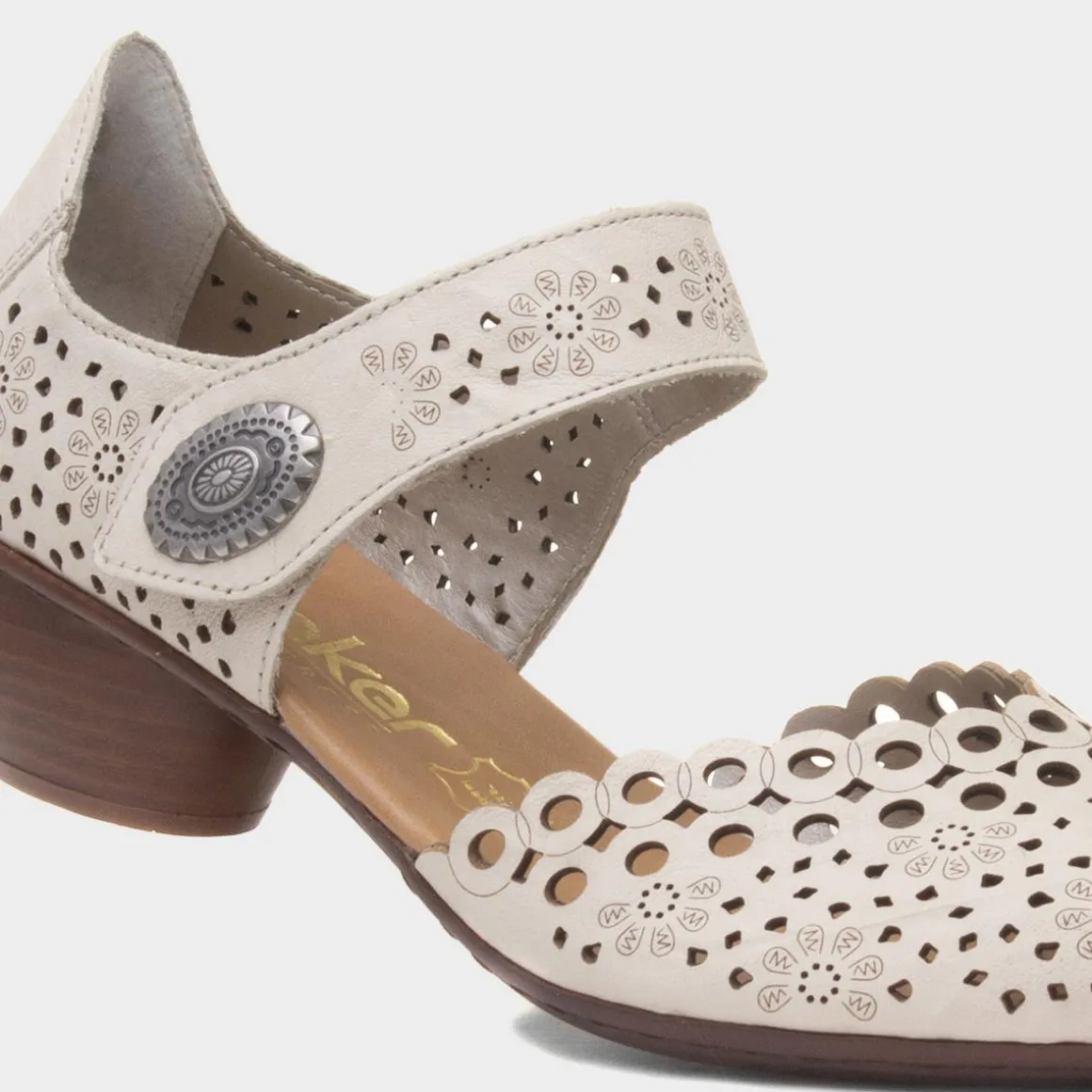 Rieker Antistress Womens Beige Leather Court Shoe
