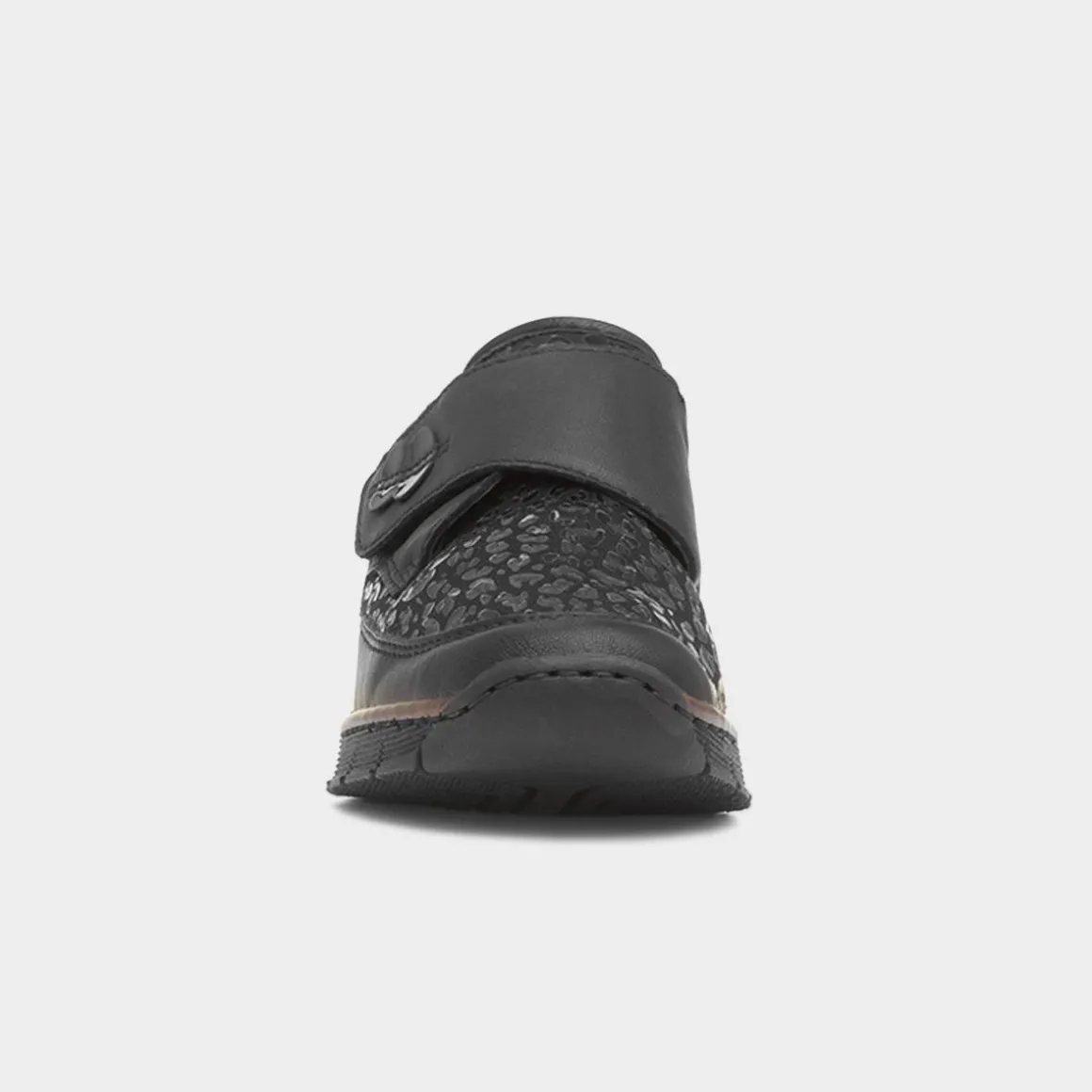 Rieker Antistress Womens Black Leopard Print Shoes