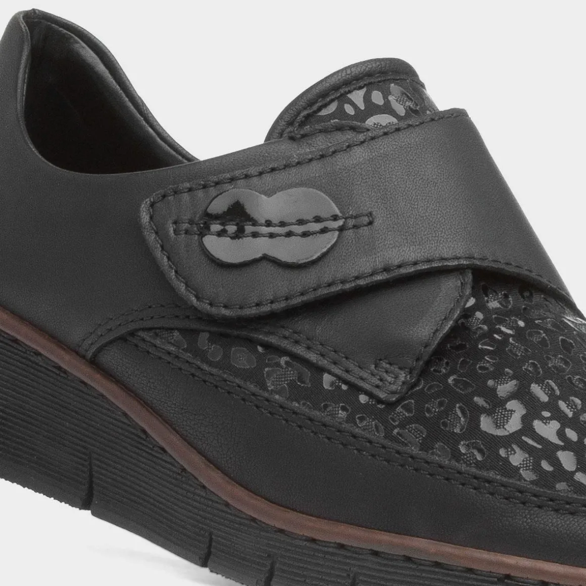 Rieker Antistress Womens Black Leopard Print Shoes