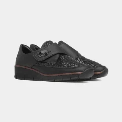 Rieker Antistress Womens Black Leopard Print Shoes