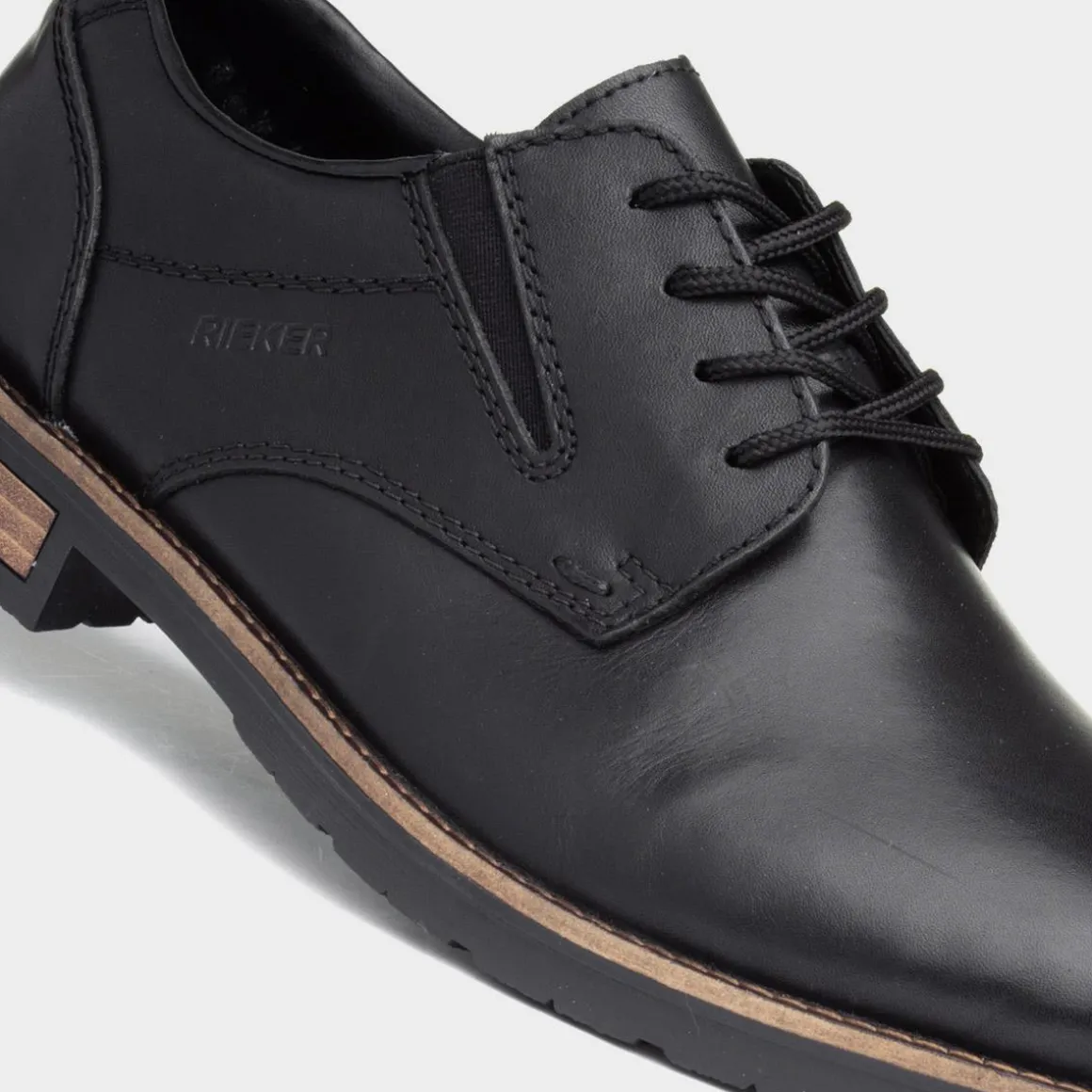 Rieker Mens Black Leather Lace Up Shoe