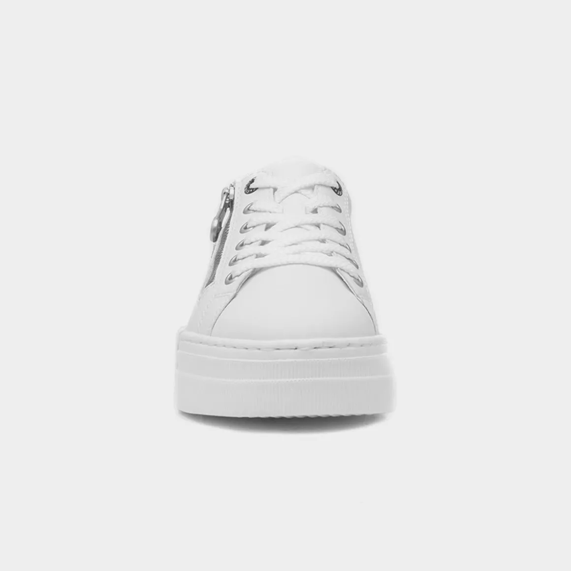 Rieker Womens White Leather Leopard Print Shoe