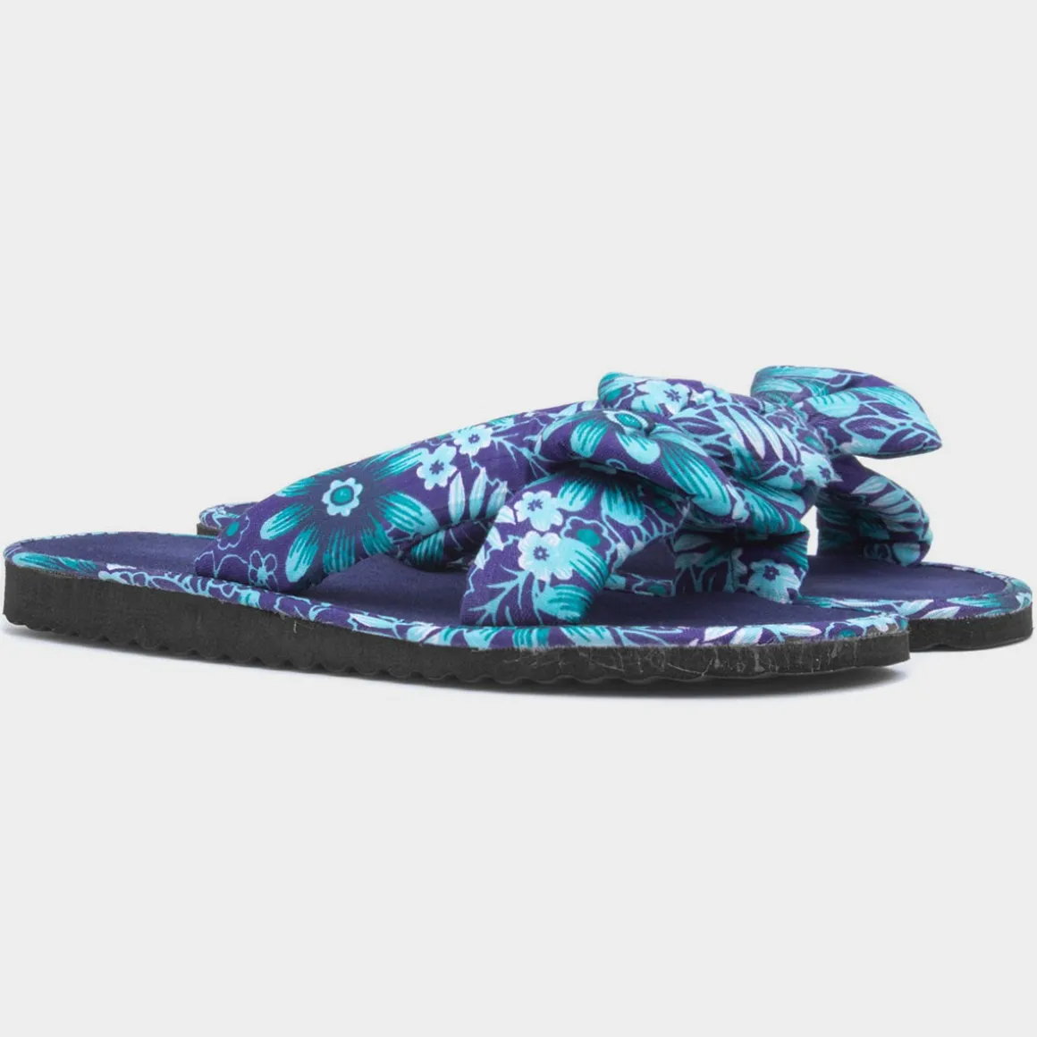 Sadie Womens Blue Floral Beach Mule