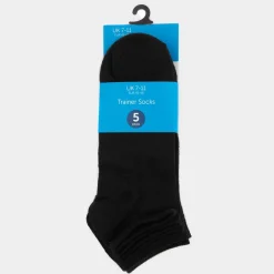 Settle 5 Pack Black Trainer Socks Sizes 7-11
