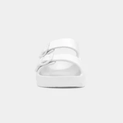 Shelly Womens White Double Buckle Sandal