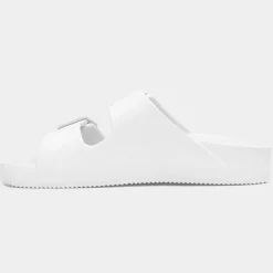 Shelly Womens White Double Buckle Sandal