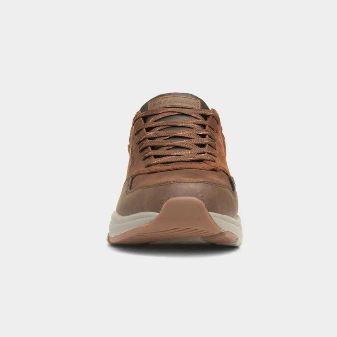 Skechers Benago Hombre Mens Brown Leather Shoe