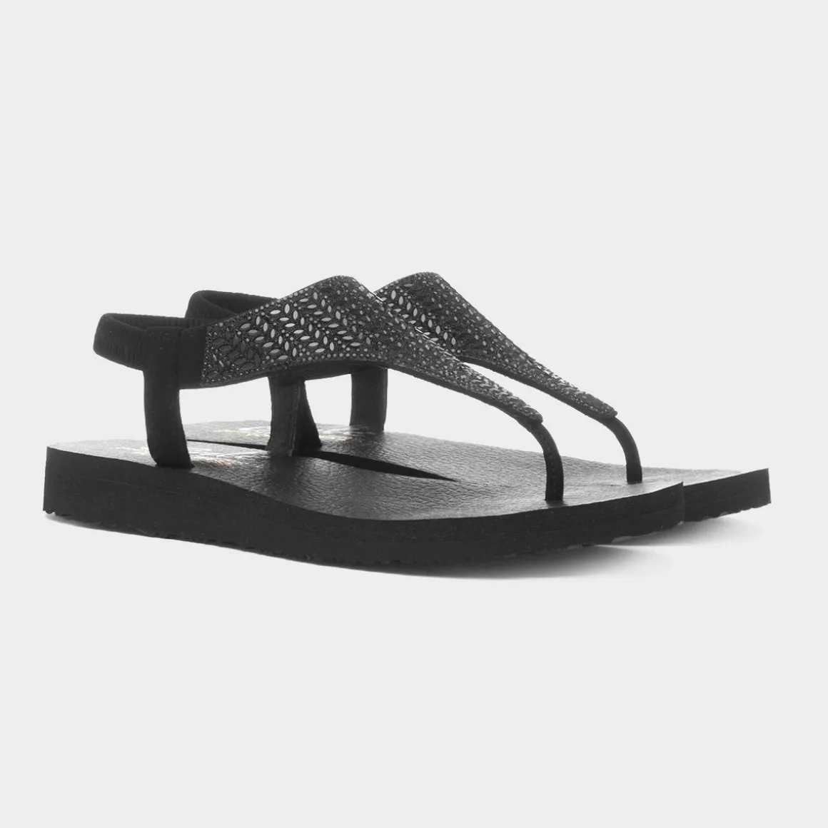 Skechers Meditation Womens Black Vegan Sandal