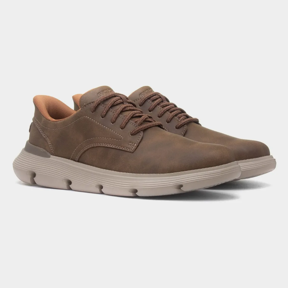 Skechers Slip Ins Garza Mens Brown Leather Shoe