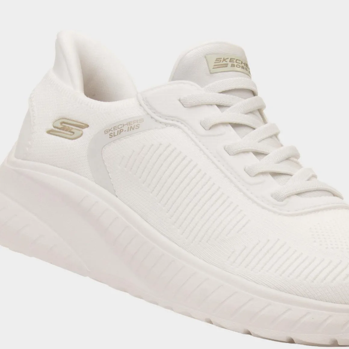 Skechers Slip Ins Womens Off White Vegan Trainer